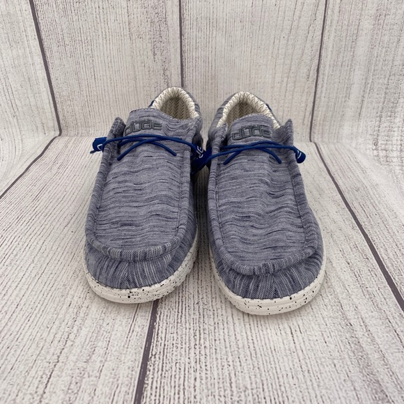 Hey Dude Wally Stretch Fleece Mens 13 Navy White Moc Toe Loafers Shoes Loafers main image 6